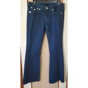 True Religion Women's Joey Twisted Flare Jeans Size 29 Low Rise Dark Wash USA